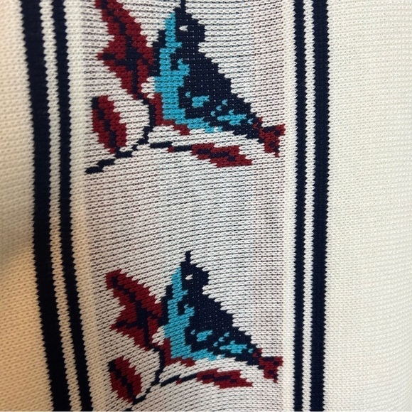 Retro 60’s 70’s Rare Bluebird Boho Rug Western Poncho w/ Fringe Hem & Tie Front - Picture 6 of 16